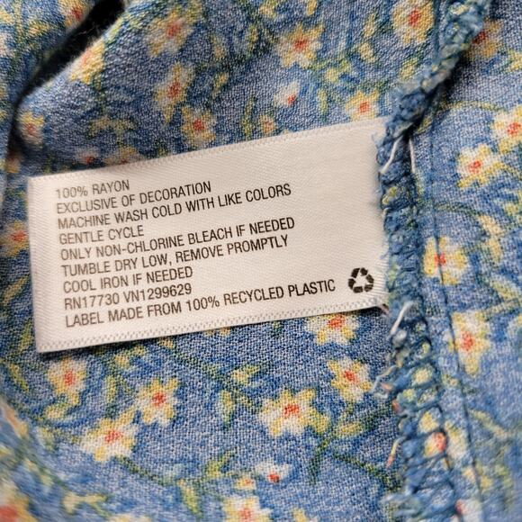 Xhilaration Tunic Dress Womens XS Blue Floral Tassel Sleeveless Cottage Core - Picture 8 of 11